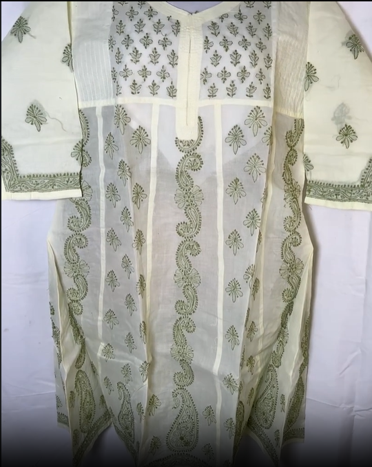 Lucknowi chikankari cotton kurta frock style