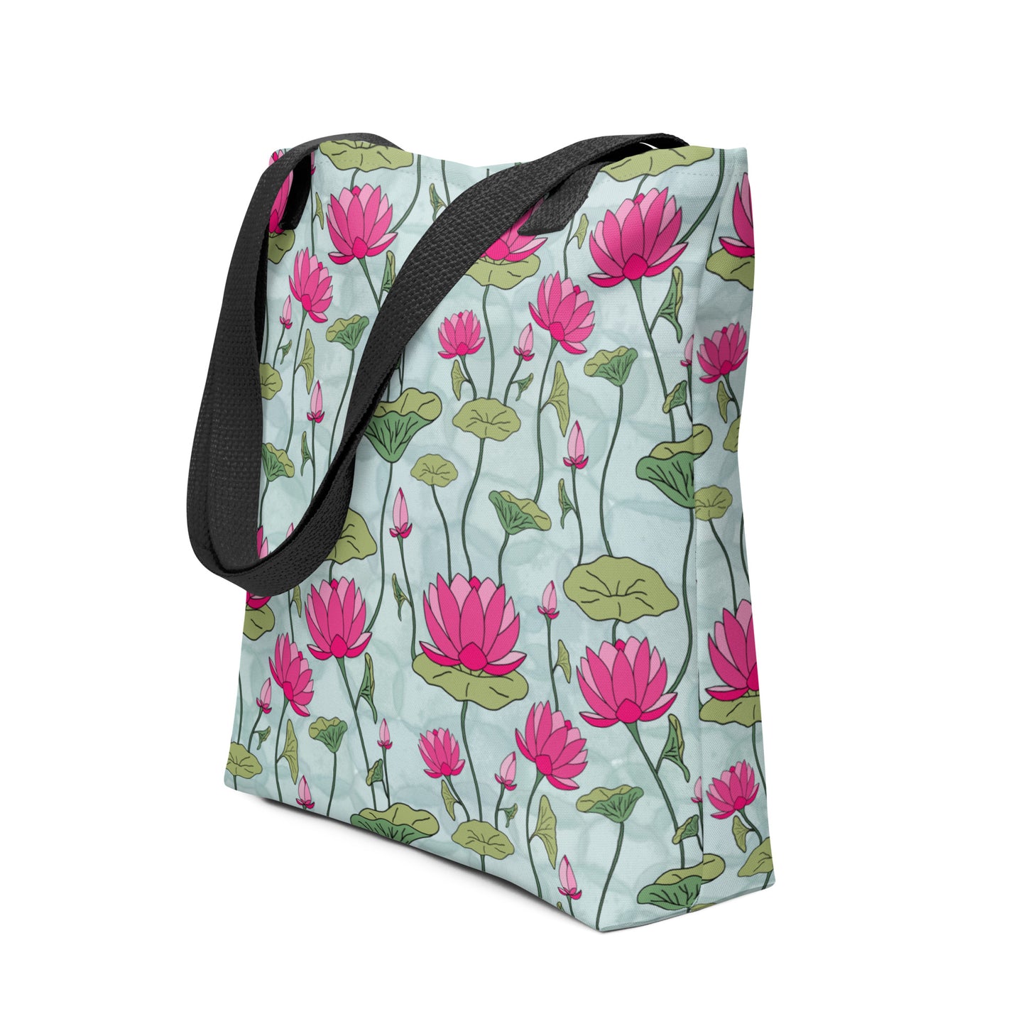 Lotus print tote bag